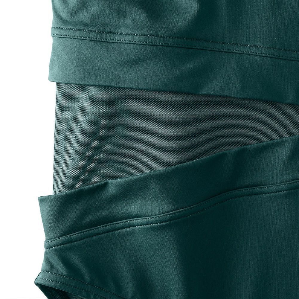 Land's End Plus Size Smoothing Mesh 1 Piece Swimsuit 1 shoulder Balsam Green 12 - Picture 6 of 7
